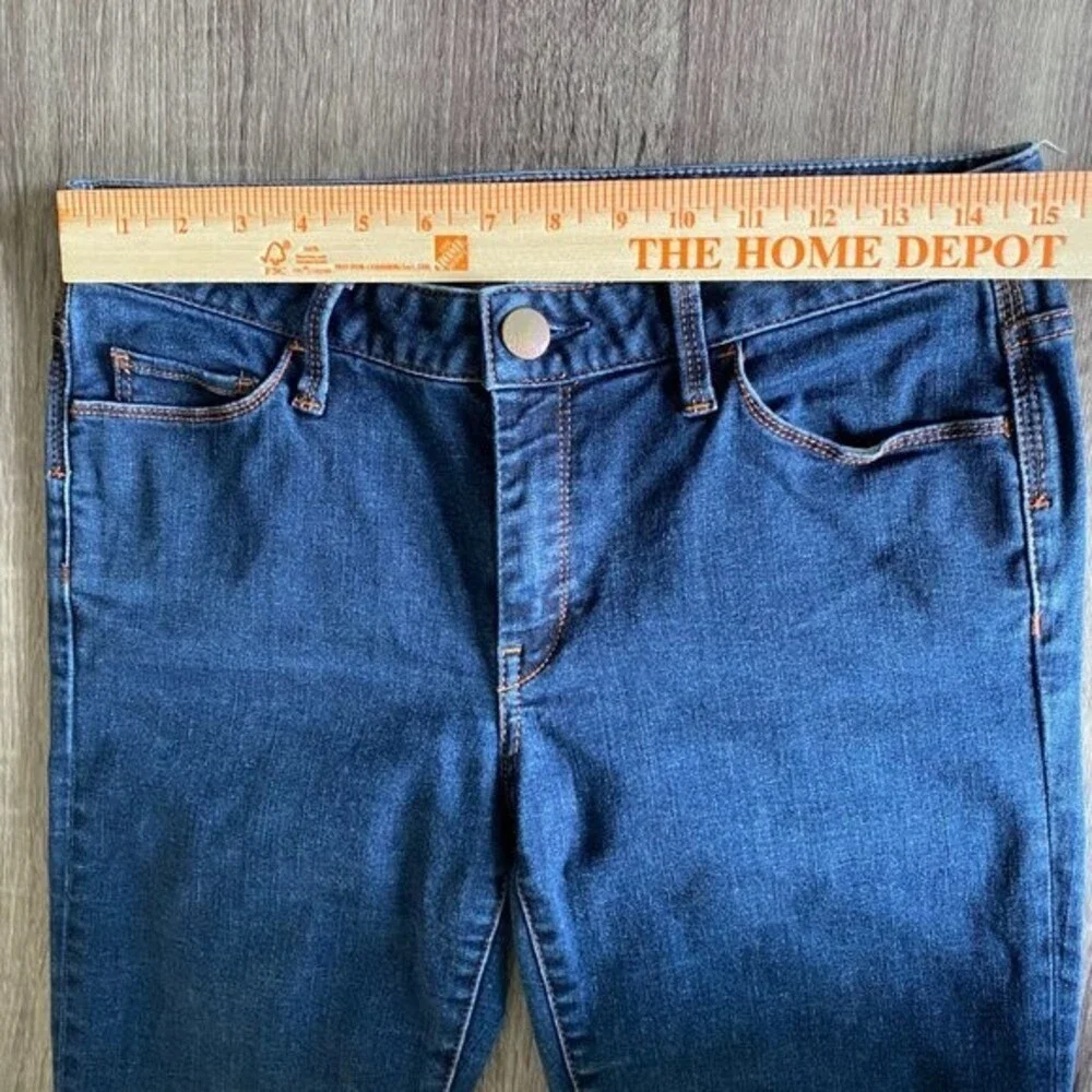 Banana Republic Skinny Fit Mid Rise Dark Wash Orange Stitch Jeans - Women's 28